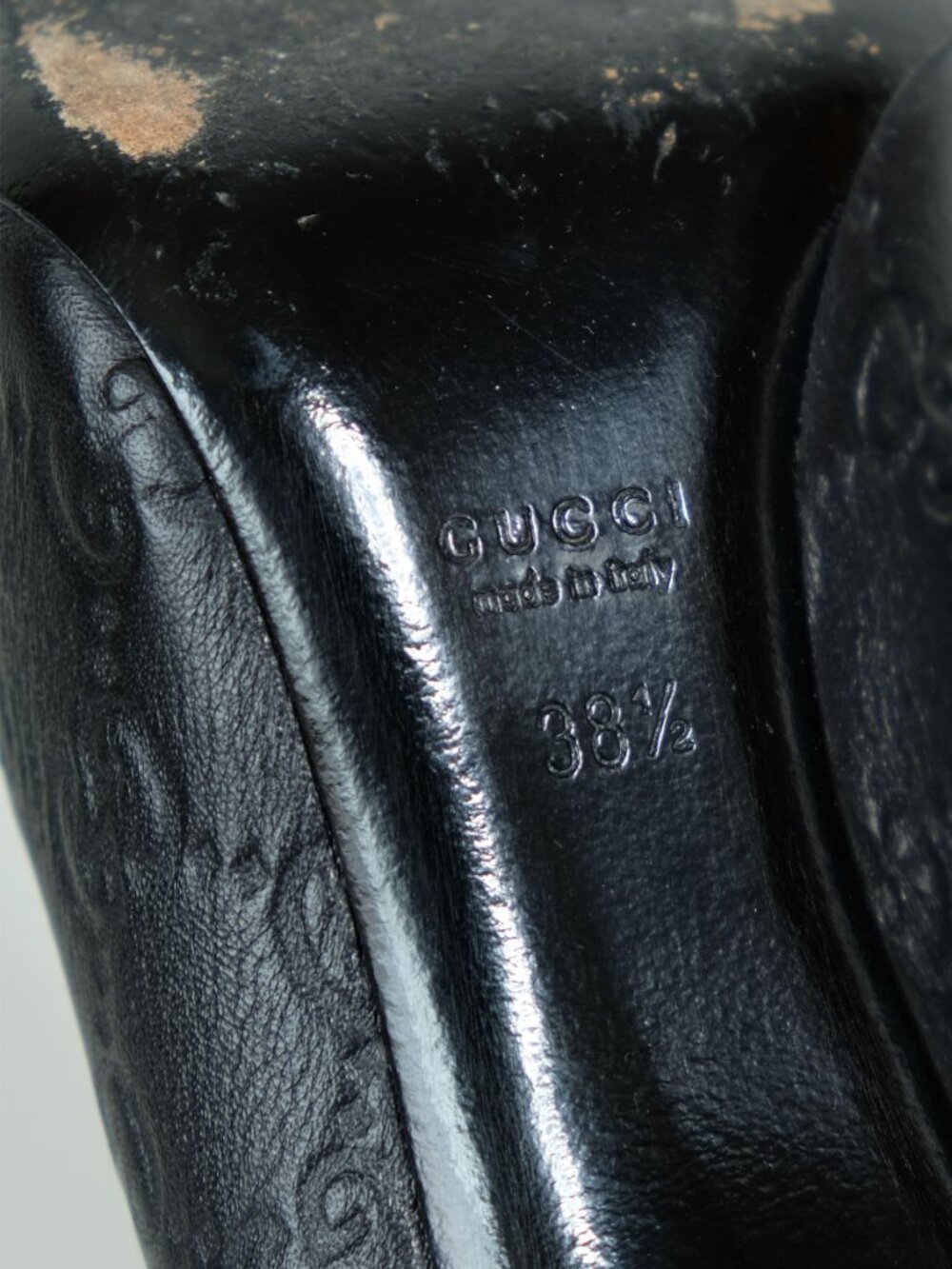 Gucci Guccissima Peep Toe Stilettos, Matte Black - Picture 8 of 16